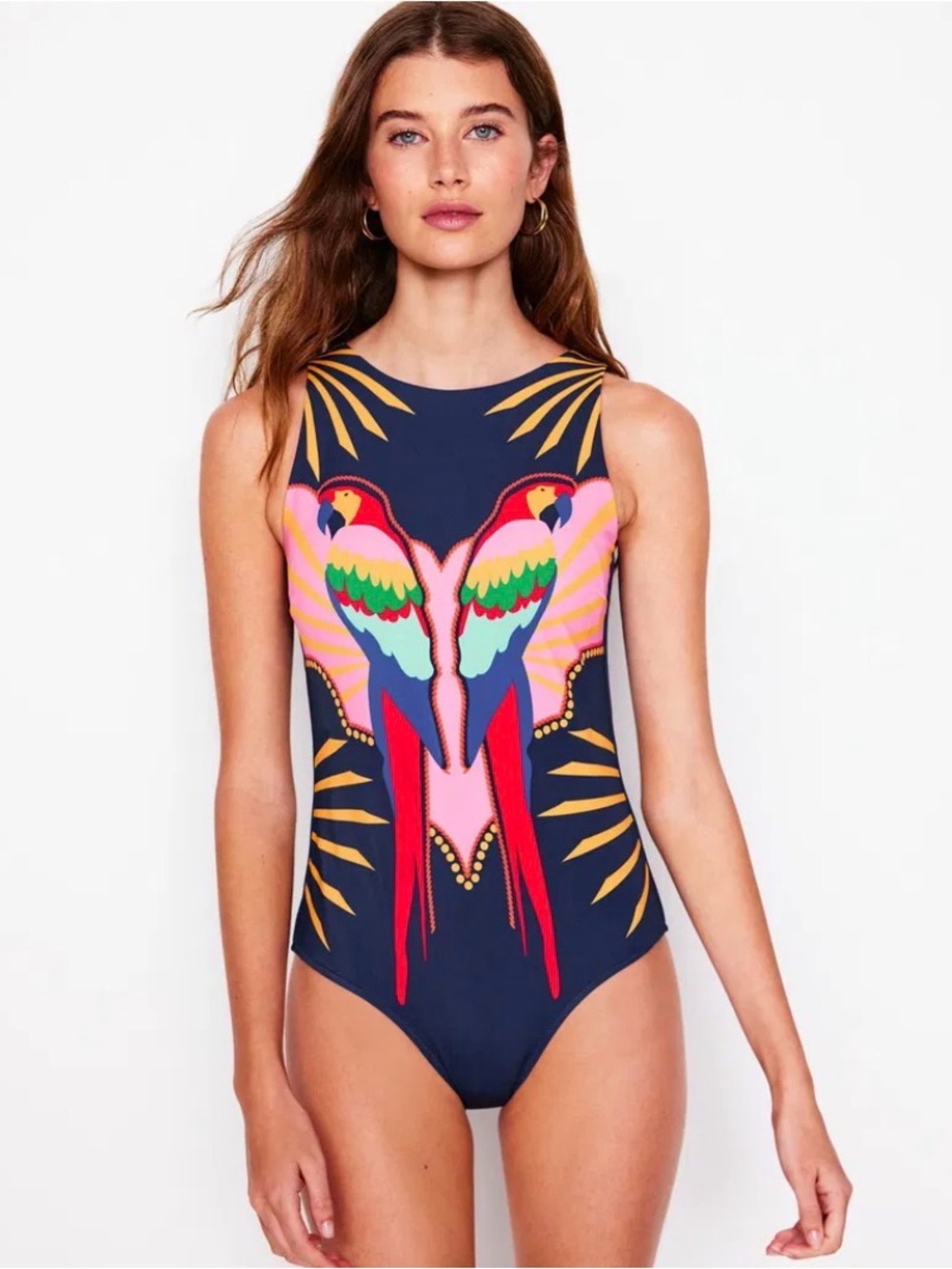 BODEN Slash Neck Tie Swimsuit